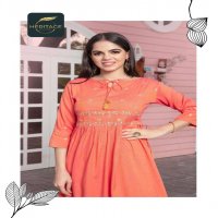 SAYESHA VOL-2 BY HERITAGE HEAVY RAYON TWO-TONE DESIGNER EMBROIDERED KURTI WITH GHERA & HANDWORK KURTI CATALOG