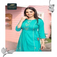 SAYESHA VOL-2 BY HERITAGE HEAVY RAYON TWO-TONE DESIGNER EMBROIDERED KURTI WITH GHERA & HANDWORK KURTI CATALOG