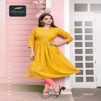 SAYESHA VOL-2 BY HERITAGE HEAVY RAYON TWO-TONE DESIGNER EMBROIDERED KURTI WITH GHERA & HANDWORK KURTI CATALOG