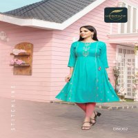 SAYESHA VOL-2 BY HERITAGE HEAVY RAYON TWO-TONE DESIGNER EMBROIDERED KURTI WITH GHERA & HANDWORK KURTI CATALOG