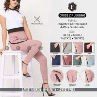 CROSS ZIP JEGGING IMPORTED COTTON BASE JEGGING BOTTOM LADIES WEAR