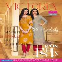 Diya Victoria Vol-3 Wholesale Long Embroidered Kurti Catalogs
