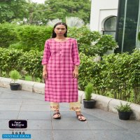 Four Buttons Silver Vol-8 wholesale Long reyon Kurti With Pants