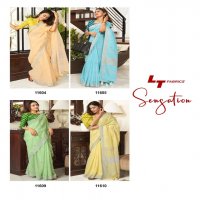 LT FASHIONS SENSATION LINEN SILK EMBROIDERY SAREES FOR WHOLESALE