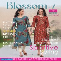 DIYA TRENDZ BLOSSOM VOL 1 CHANDERI PRINTED KURTI WITH RAYON PANT COLLECTION