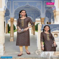 DIYA TRENDZ BLOSSOM VOL 1 CHANDERI PRINTED KURTI WITH RAYON PANT COLLECTION