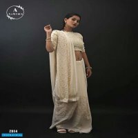 DARK CHINON BY ASHIMA FOIL PRINTED CLASSY LOOK SAREES