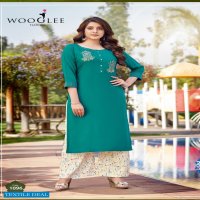 Wooglee Celebration Vol-15 Wholesale Heavy Reyon Kurti With Pants