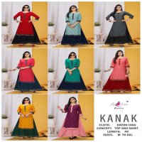 KANAK BY FLY FREE HEAVY RAYON KURTI SKIRT CATLOG WHOLESALER BEST RATE