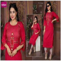 TITLEE BY NISH HEAVY RAYON HEAVY FABRIC TOP PENT KURTI CATALOG WHOLESALER BEST RATE