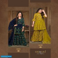 ELEGANT PRINTS BY LILY AND LALI READYMADE MASLIN FANCY GARARA SHARARA SUIT COLLECTION