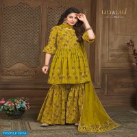 ELEGANT PRINTS BY LILY AND LALI READYMADE MASLIN FANCY GARARA SHARARA SUIT COLLECTION