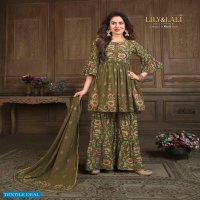ELEGANT PRINTS BY LILY AND LALI READYMADE MASLIN FANCY GARARA SHARARA SUIT COLLECTION