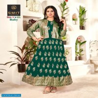 POONAM PRESENT BABY RAYON LONG BIG SIZE GOWN WITH JACKET CONCEPT