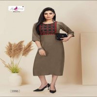 IGNITE BY FLY FREE HEAVY RAYON SLUB WORK KURTI CATALOG WHOLESALER BEST RATE