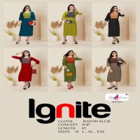 IGNITE BY FLY FREE HEAVY RAYON SLUB WORK KURTI CATALOG WHOLESALER BEST RATE