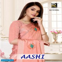 AASHI BY RANJNA SAREE CHINON PATTA FANCY THREAD WORKED SIROSKI DIAMOND PARTY WEAR SAREE COLLCTION