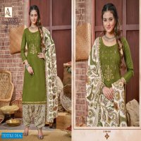 Alok Patiyala Babes Wholesale Pure Cotton Self print And Work Dress Material