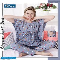 Blue Premium Lounge Wear Wholesale Nighty Suits