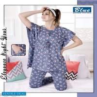 Blue Premium Lounge Wear Wholesale Nighty Suits