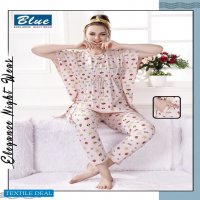 Blue Premium Lounge Wear Wholesale Nighty Suits