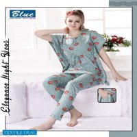 Blue Premium Lounge Wear Wholesale Nighty Suits