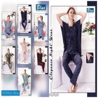 Blue Premium Lounge Wear Wholesale Nighty Suits
