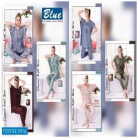 Blue Premium Lounge Wear Wholesale Nighty Suits