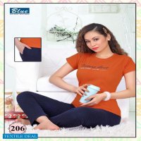 Blue Premium Lounge Wear T-Shirt Nightsuit Vol-12 Wholesale Night Suits