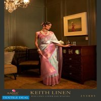 RAJTEX KEITH LINEN 253001-253006 SERIES LINEN SAREE WITH COPPER ZARI