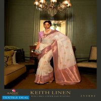 RAJTEX KEITH LINEN 253001-253006 SERIES LINEN SAREE WITH COPPER ZARI