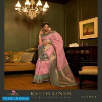 RAJTEX KEITH LINEN 253001-253006 SERIES LINEN SAREE WITH COPPER ZARI