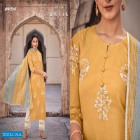 Jay Vijay Hits Of Batik Wholesale Pure Cotton Satin Block Print With Hand Work Salwar Suits