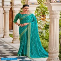 Kashvi Dhriti Wholesale Georgette With Foil Print With Fancy Blouse Sarees