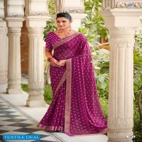 Kashvi Dhriti Wholesale Georgette With Foil Print With Fancy Blouse Sarees