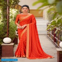 Kashvi Dhriti Wholesale Georgette With Foil Print With Fancy Blouse Sarees