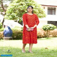 BONIE LIPIKA VOL 7 HEAVY RAYON THREAD WORK IN TOP WITH A COMBINATION OF THREAD WORK AND PRINTS KURTI