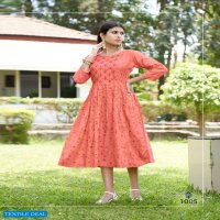 BONIE LIPIKA VOL 7 HEAVY RAYON THREAD WORK IN TOP WITH A COMBINATION OF THREAD WORK AND PRINTS KURTI