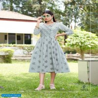 BONIE LIPIKA VOL 7 HEAVY RAYON THREAD WORK IN TOP WITH A COMBINATION OF THREAD WORK AND PRINTS KURTI
