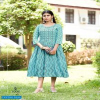 BONIE LIPIKA VOL 7 HEAVY RAYON THREAD WORK IN TOP WITH A COMBINATION OF THREAD WORK AND PRINTS KURTI