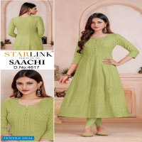 Starlink Saachi Wholesale Schiffli Work Anarkali Kurtis