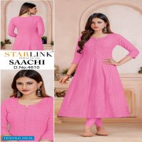 Starlink Saachi Wholesale Schiffli Work Anarkali Kurtis