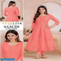 Starlink Saachi Wholesale Schiffli Work Anarkali Kurtis