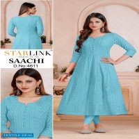 Starlink Saachi Wholesale Schiffli Work Anarkali Kurtis