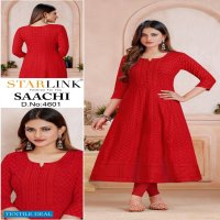 Starlink Saachi Wholesale Schiffli Work Anarkali Kurtis