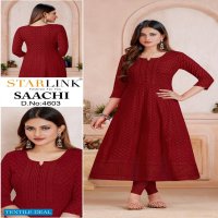 Starlink Saachi Wholesale Schiffli Work Anarkali Kurtis