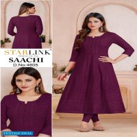 Starlink Saachi Wholesale Schiffli Work Anarkali Kurtis