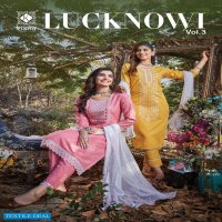 KIANA LUCKNOWI VOL 3 PURE COTTON TOP WITH BOTTOM AND DUPATTA SET