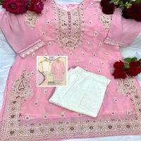 MUSHQ PRESENT R 101 COLOURS GEORGETTE EMBROIDERY PAKISTANI READYMADE KURTI WITH PANT