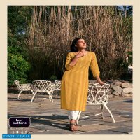 Four Buttons Kaaya Wholesale Pure Cotton Woven Stripes Long Kurtis Catalogs